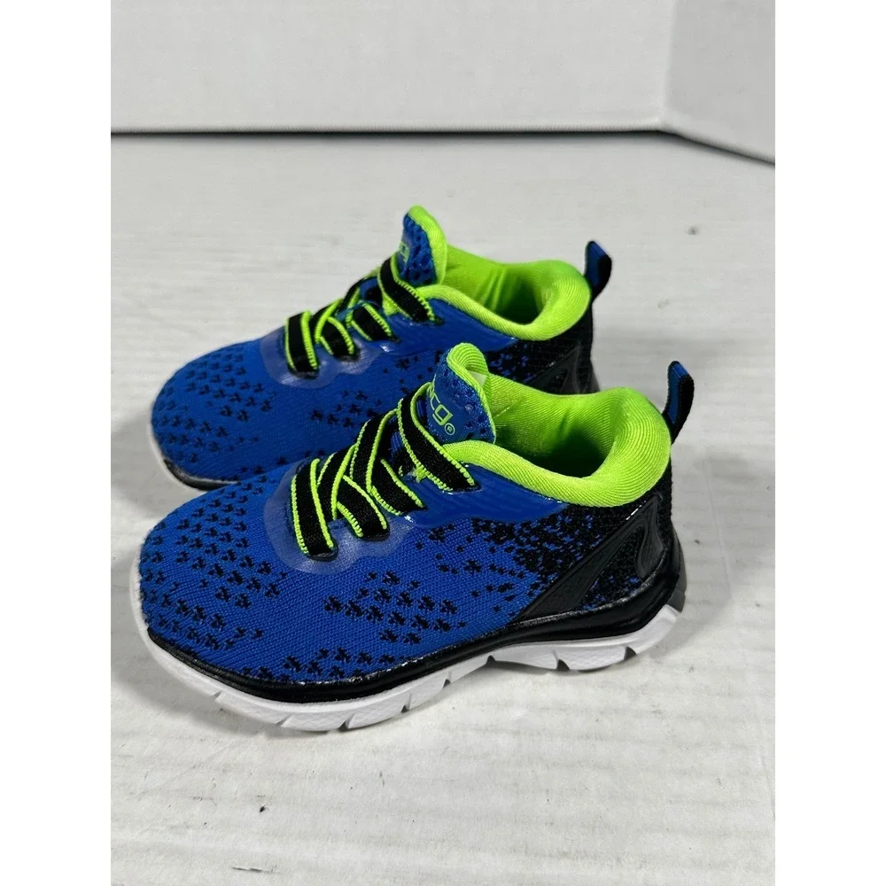 BCG Toddler Boys Blue Neon Green Memory Foam Athletic Sneakers‎ Size 5D 167610
